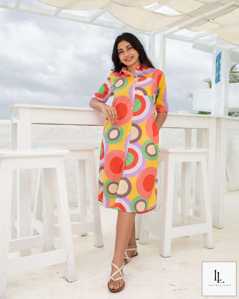 Maddy Shirt Dress - Multicolor Print - Image 3