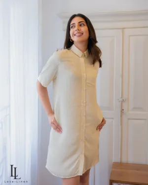 Maddy Shirt Dress - Beige Print