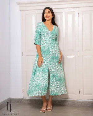 Ruvi Dress - Green Print