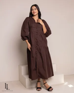 Rosy Dress - Coffee Brown