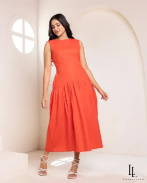 Sally Dress - Scarlet Orange