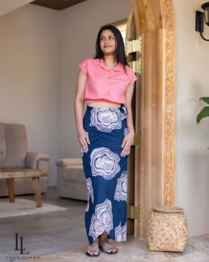 Manike Wrap Skirt - Navy Print
