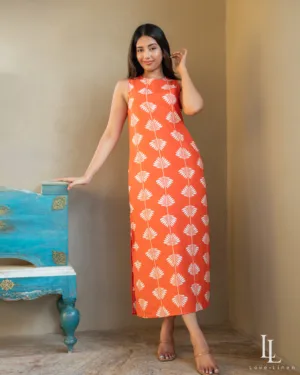 Seline Orange Print Dress
