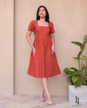 Clara Dress-Brick