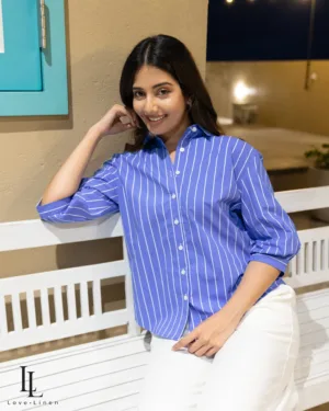 Mimi-G/Sleeve-Shirt-Blue